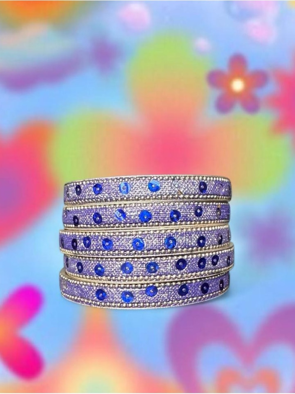 Elegant Blue Crystal Stackable Bangles